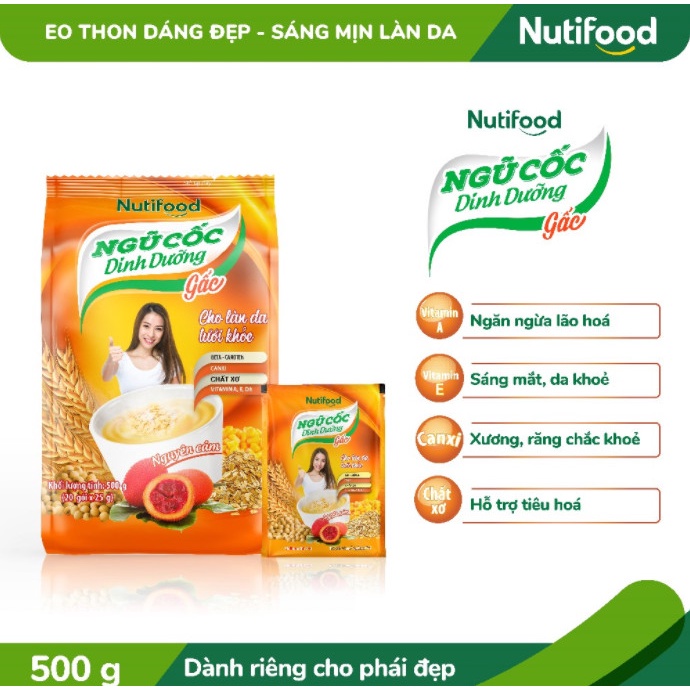 Combo 2 Ngũ cốc dinh dưỡng NutiFood Gấc (20 gói x 25/gói)/hộp