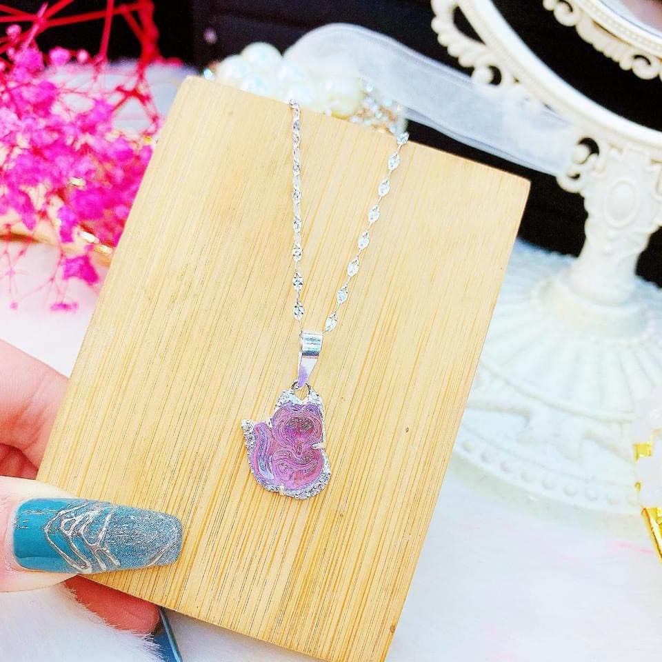 Dây chuyền nữ bạc thật mặt hồ ly đính đá đủ màu may mắn tình duyên - Kho sỉ bạc Nhất Linh