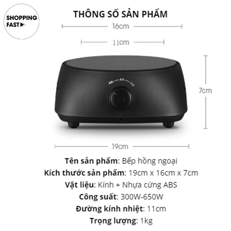 [BH 6 THÁNG] Bếp Hồng Ngoại Mini - Thiết Kế Nhỏ Gọn, Công Suất Cực Đại, Không Kén Nồi