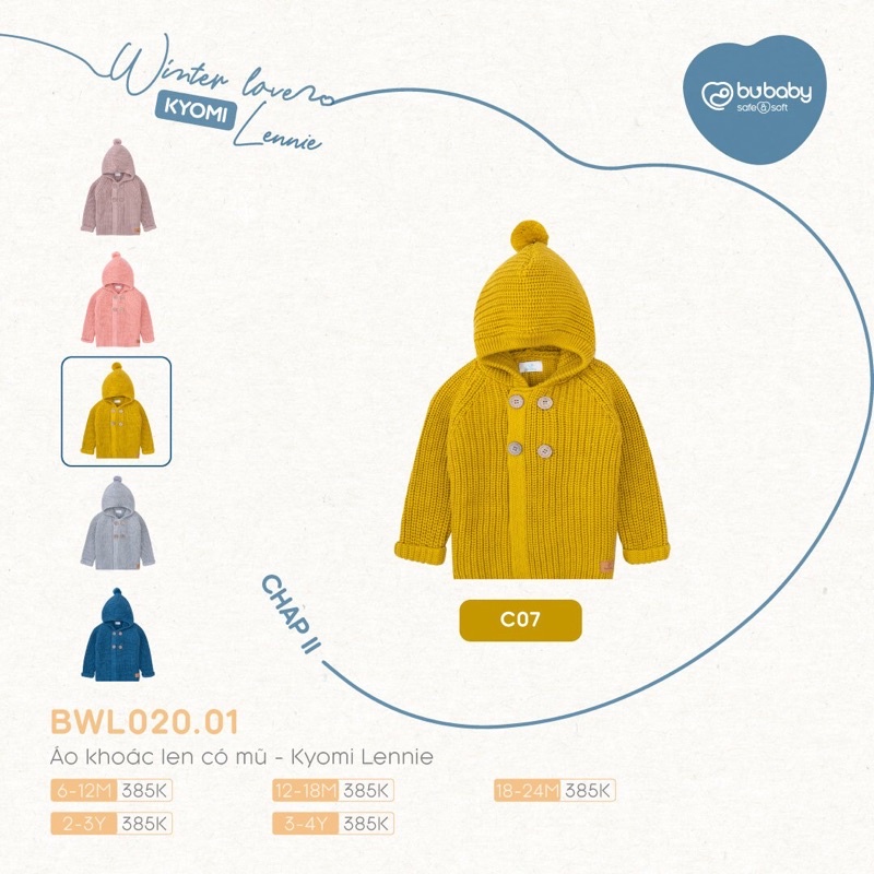 Bubaby-Áo khoác len có mũ