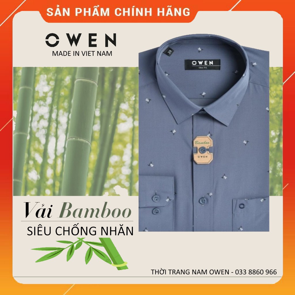Xả 12.12 10.10 . OWEN - Áo sơ mi dài tay Owen slimfit màu xám họa tiết AS 91288 Cực Đẹp . . . ' ' ' hot .