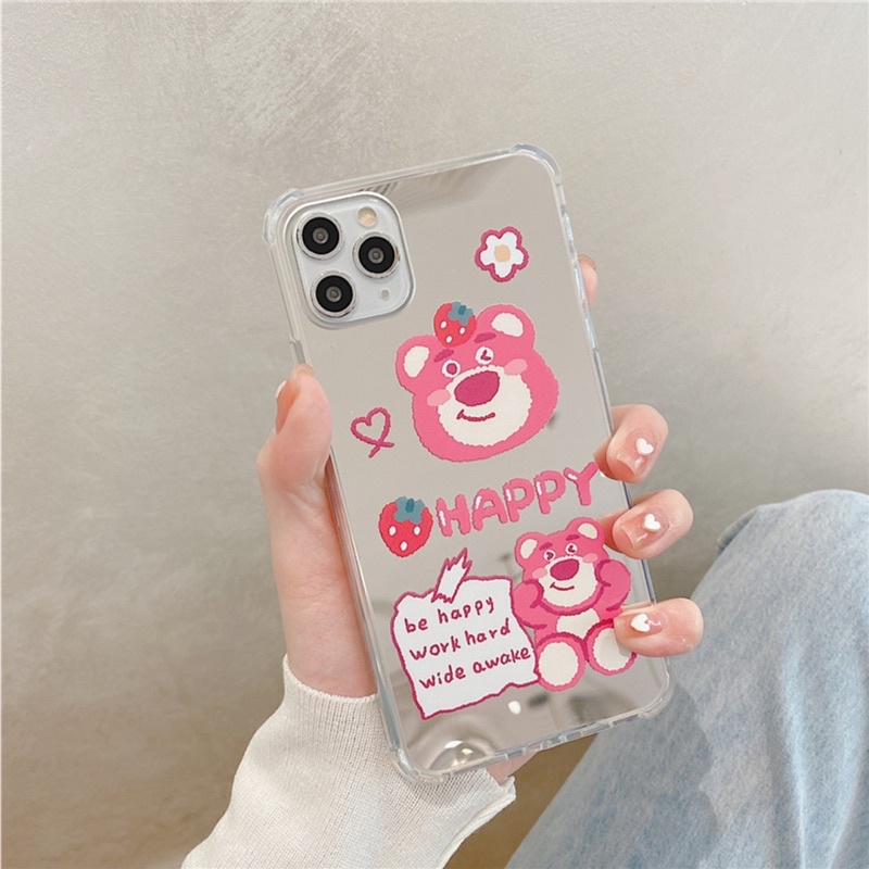 ỐP TRÁNG GƯƠNG GẤU HỒNG ĐỦ DÒNG ĐT IPHONE SAMSUNG OPPO VIVO XIAOMI