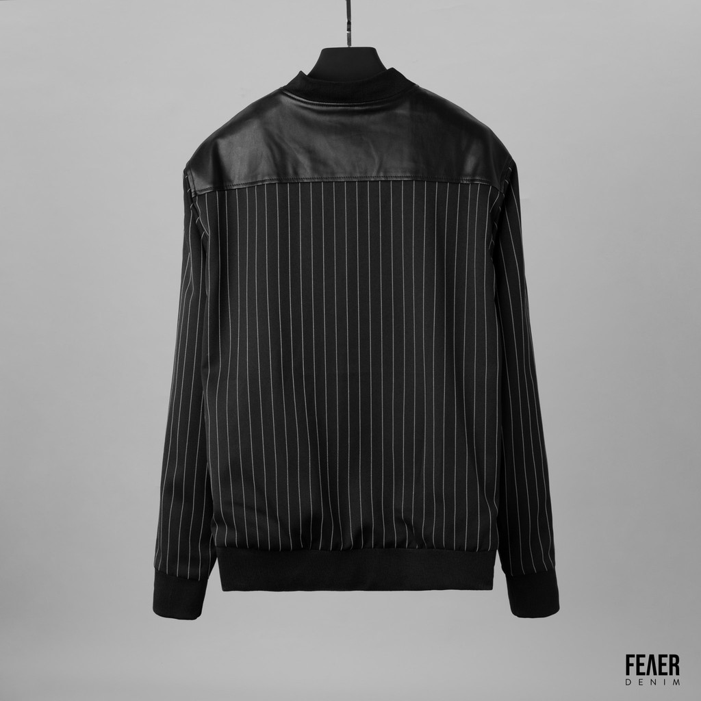 Áo khoác Bomber nam họa tiết FEAER vải Bố line thoáng mát, không nhăn form suông Leather mixed Jacket |new arrival 2021| | BigBuy360 - bigbuy360.vn