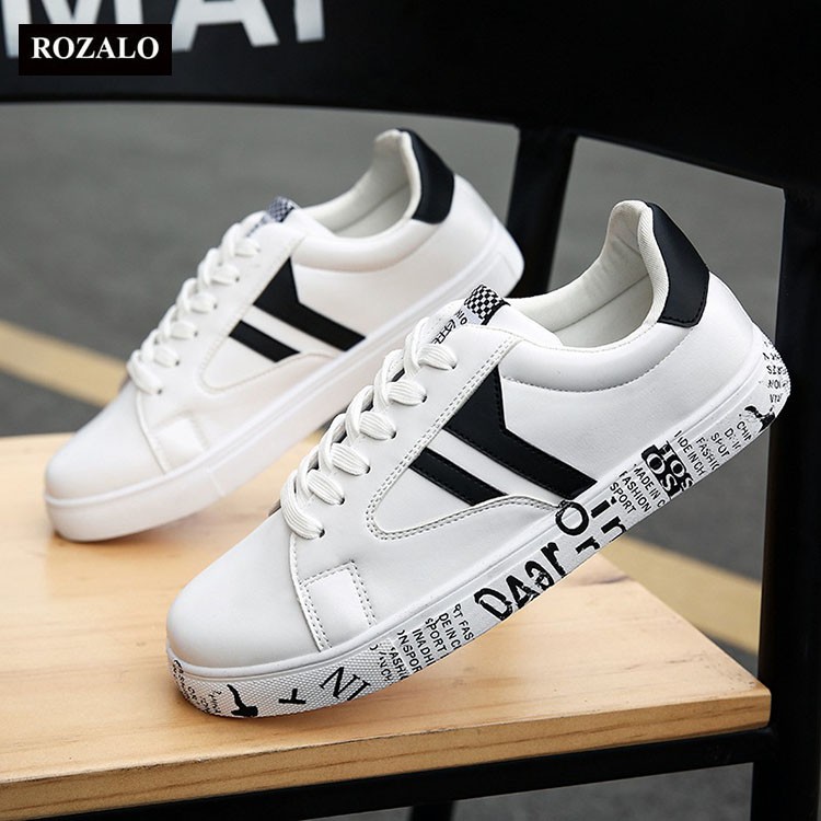 Giày sneaker nam thời trang thể thao da trắng Rozalo RM5088