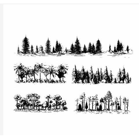 Con Dấu Silicone Trong Suốt Hình Khu Rừng / Cây Trang Trí Scrapbook