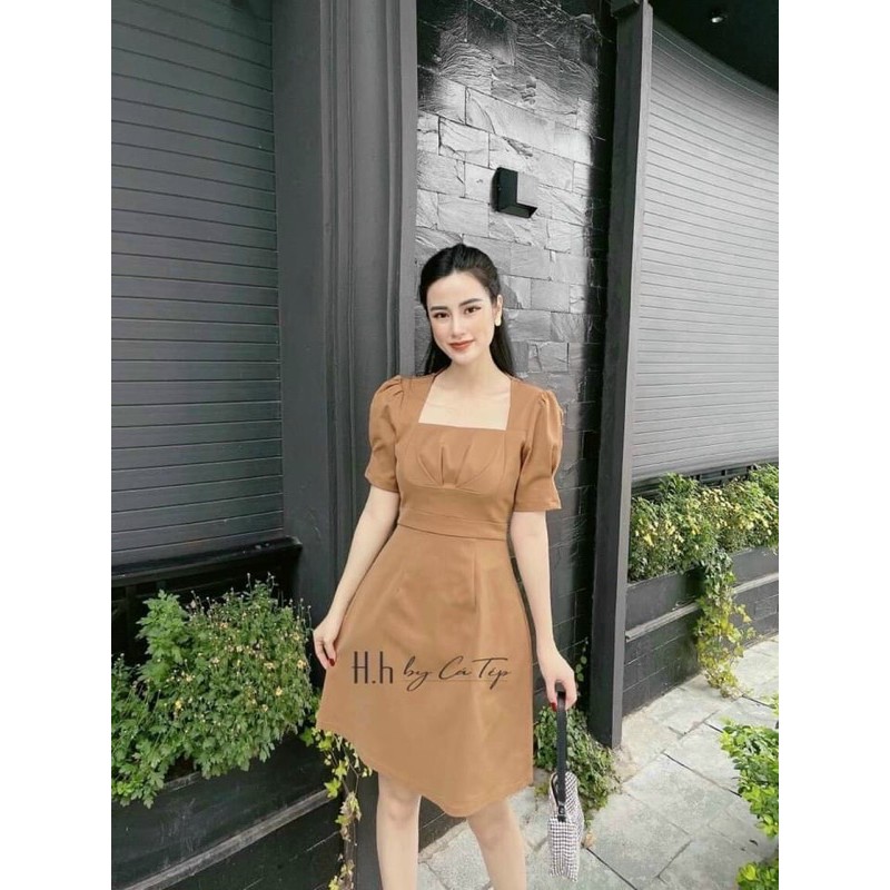 [Mã SKAMA06 giảm 8% tối đa 50K đơn 250K] váy thô kaki cổ vuông 4 màu | BigBuy360 - bigbuy360.vn