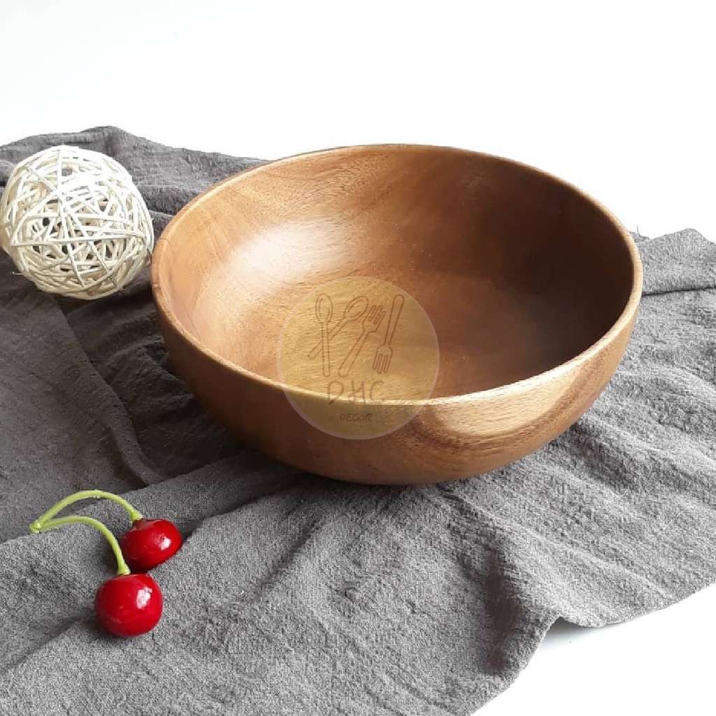 Bát gỗ Keo nguyên khối kích thước  đựng Salad/món trộn/hoa quả/đồ khô DHC Decor