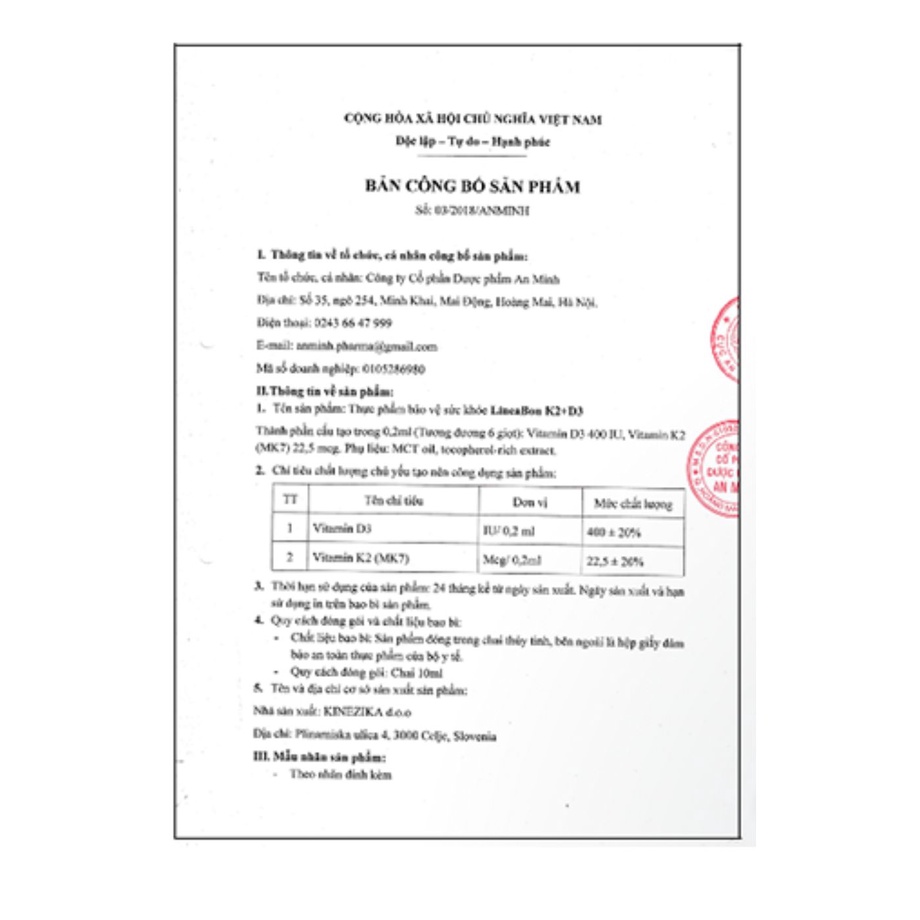 Vitamin K2 D3l- LineaBon - Hỗ trợ hấp thu canxi  - Giảm nguy cơ loãng xương