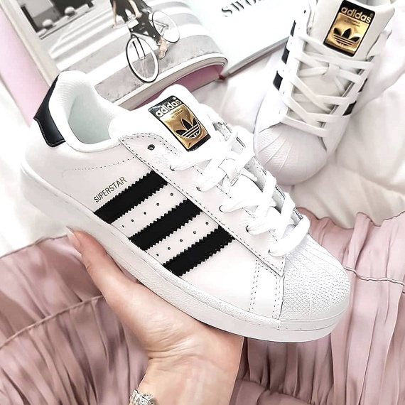 Giày Sneaker Nữ Trắng Mũi Sò, Giày Thể Thao Nữ Superstar màu trắng sọc đen cao cấp