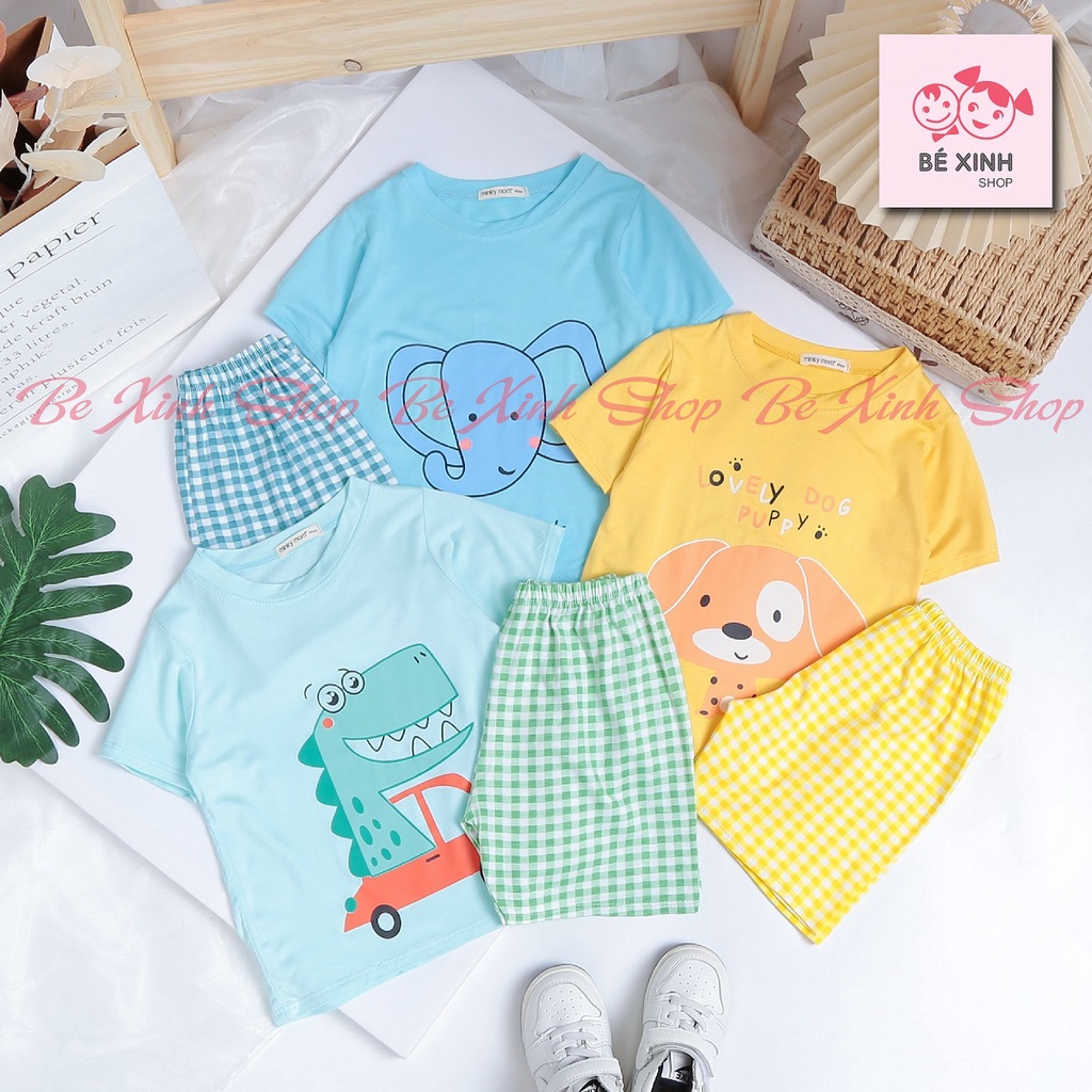 Đồ bộ cộc tay cho em bé trai bé gái Minky Mom  Đồ bộ thun lạnh Minky Mom cộc tay cho bé trai gái THÚ CARO