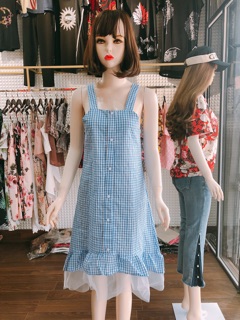 Váy kẻ xanh ZRa