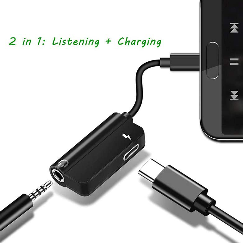 Cáp chuyển đổi âm thanh Usb C sang 3.5 mm 2 trong 1 thích hợp cho Google Pixel 3