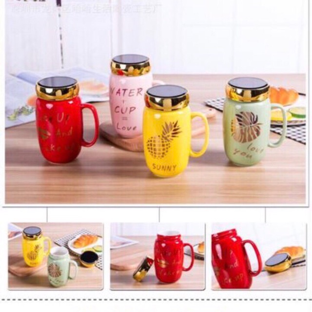 Cốc sứ giữ nhiệt nắp gương