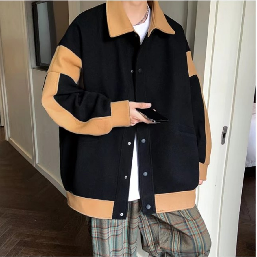 Áo khoác bóng chày dáng rộng thời trang cho nam nối tương phản áo khoác nam nam phong cách hàn quốc thời trang lỏng lẻo đơn giản áo khoác cặp đôi