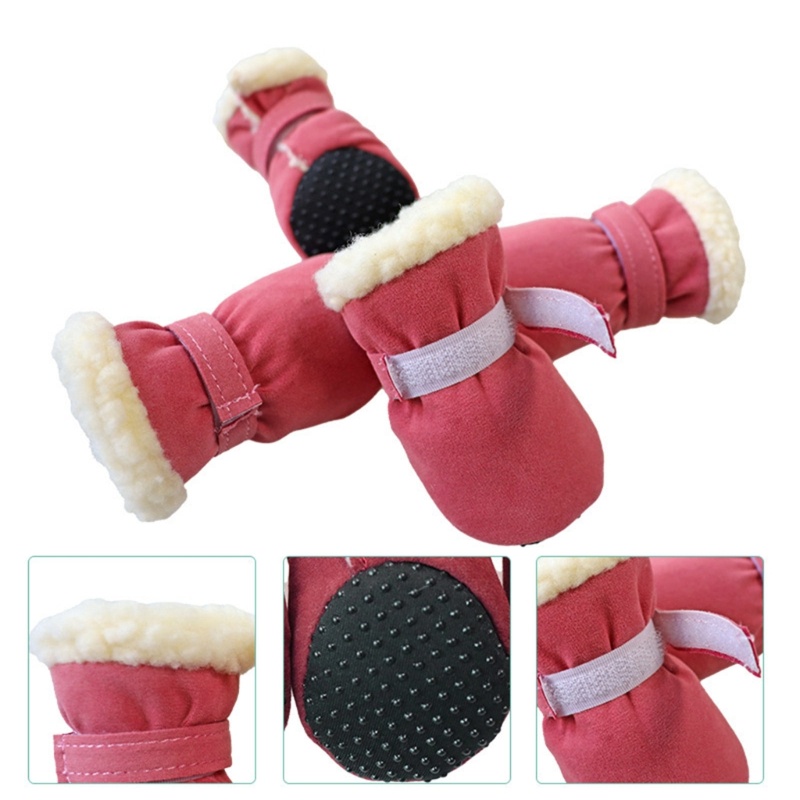 Bộ 4 Giày Boot Chống Gió Chống Trượt Giữ Ấm Mùa Đông Cho Thú Cưng