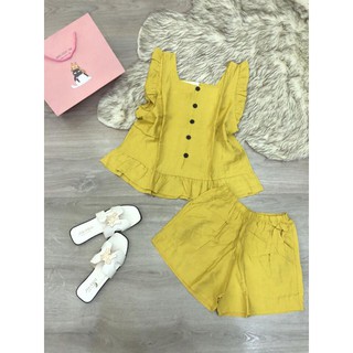 [Size Lớn] Bộ đũi mặc nhà cánh tiên đính cúc hàng đẹp. Đồ bộ mặc nhà, đi chơi, đi ngủ đều tiện lợi