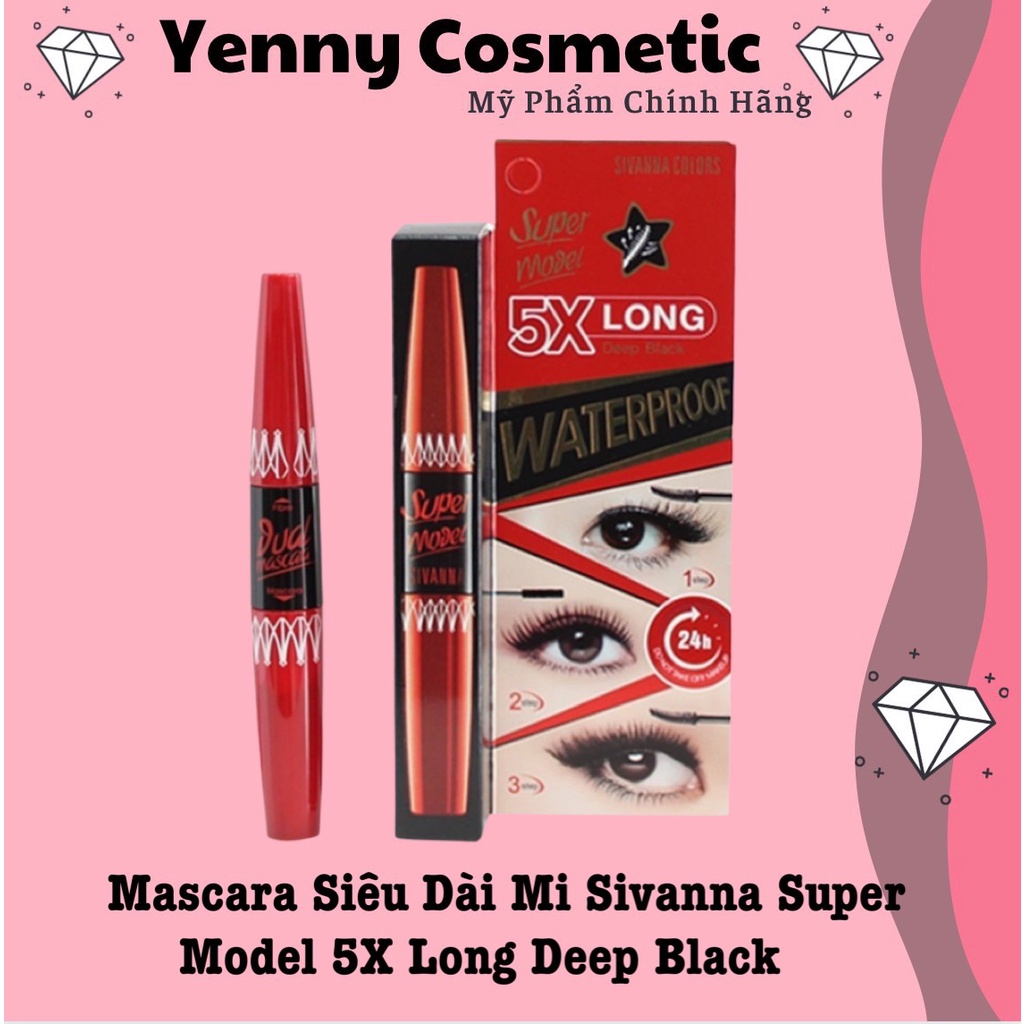 MASCARA SIÊU DÀI MI SIVANNA SUPER MODEL 5X LONG DEEP BLACK