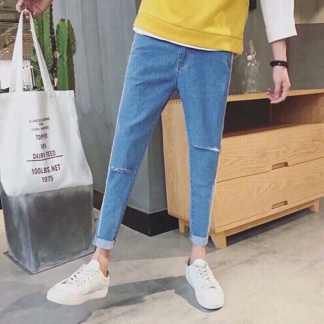 Quần baggy rách gấu phối Viền
