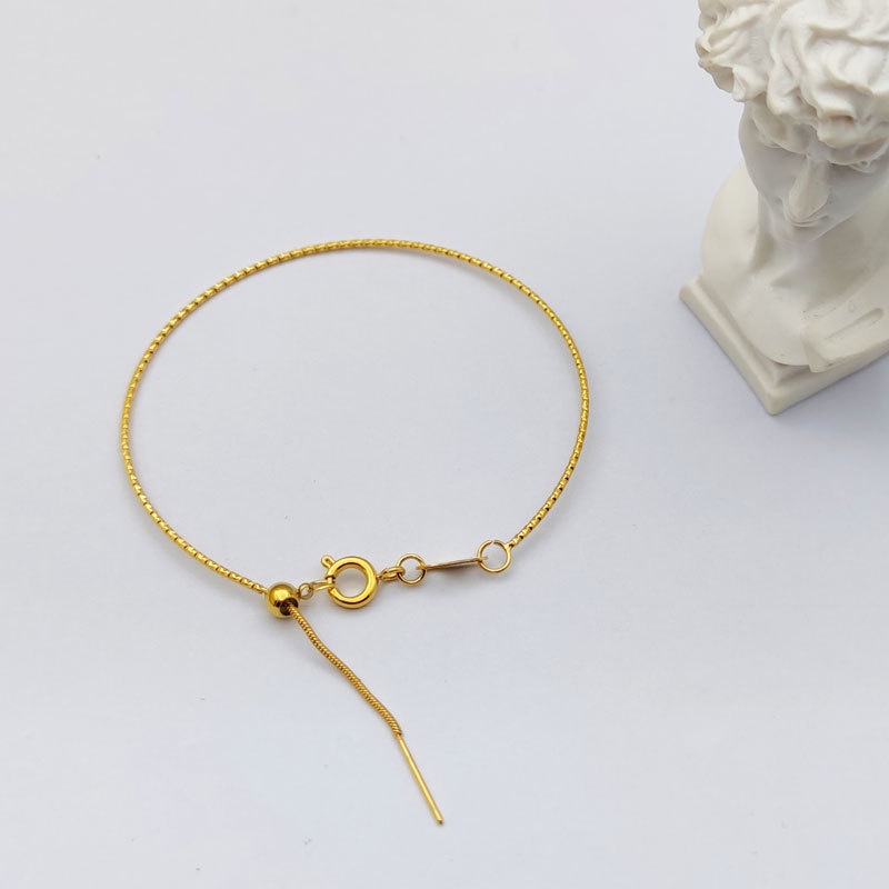 Vòng Tay Thép Titan Mạ Vàng 18K Thiết Kế Tối Giản Thanh Lịch Có Thể Điều Chỉnh Cho Nữ