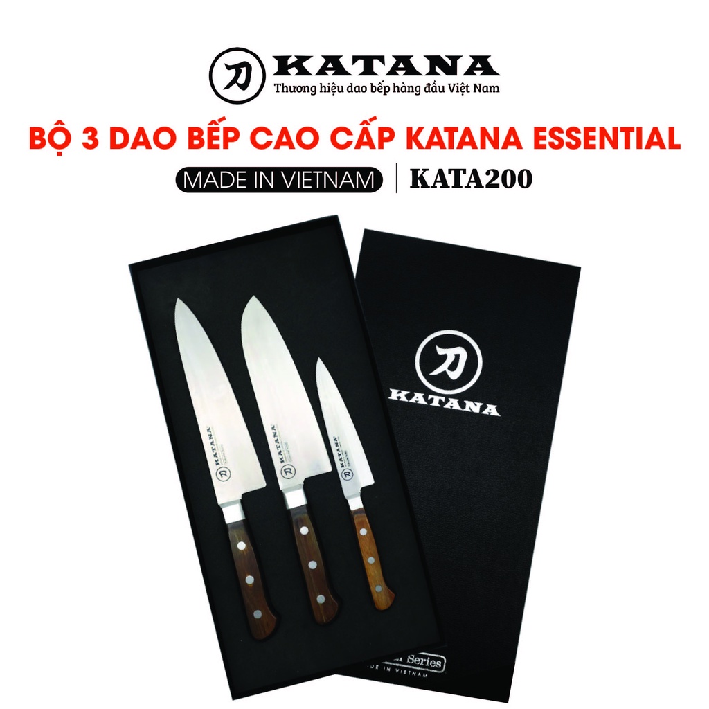 Bộ dao bếp Kitchen Knife KATANA Essential KATA200 3 món thái thịt cá, đa năng, hoa quả