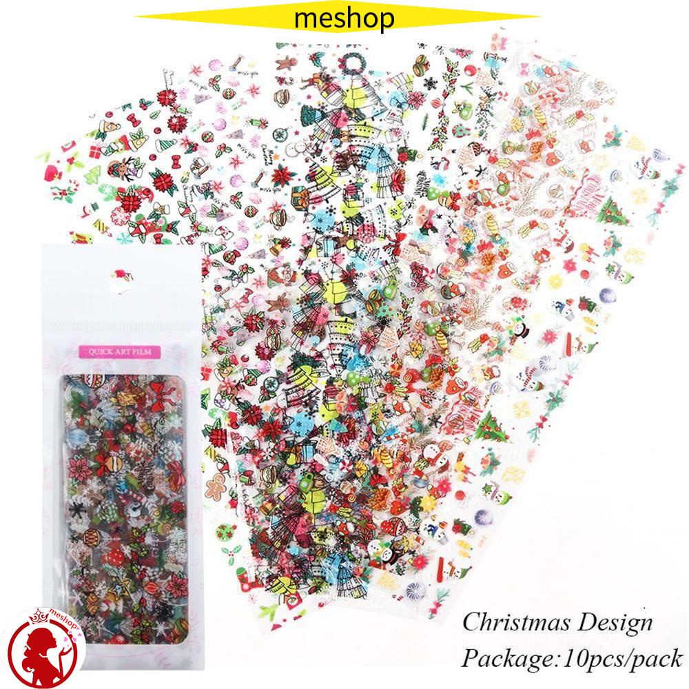 Set 10 Lá Nhôm 3D Dùng Trang Trí Móng Tay Nghệ Thuật DIY Phong Cách Giáng Sinh