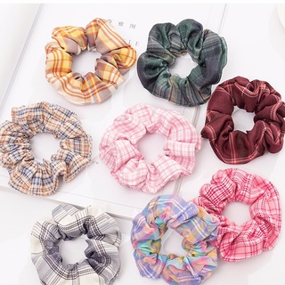 Dây cột tóc buộc tóc, scrunchies vải thời trang họa tiết caro nhiều màu sắc dễ thương