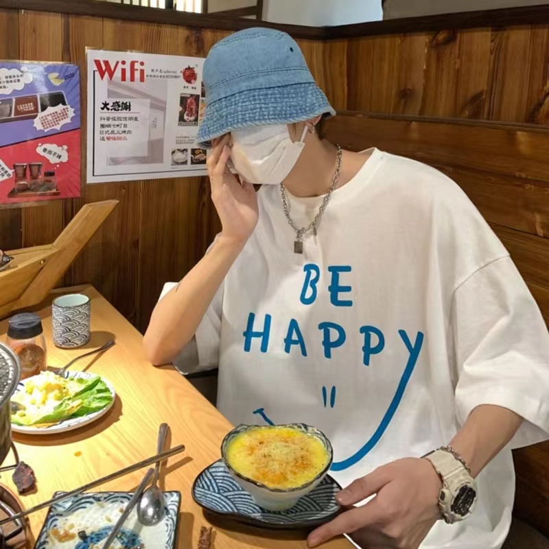 simple cotton áo phông oversize phong cách Hàn Quốc unisex Áo thun anime bông áo thun kiểu nữ  trắng retro áo thun thể thao nam