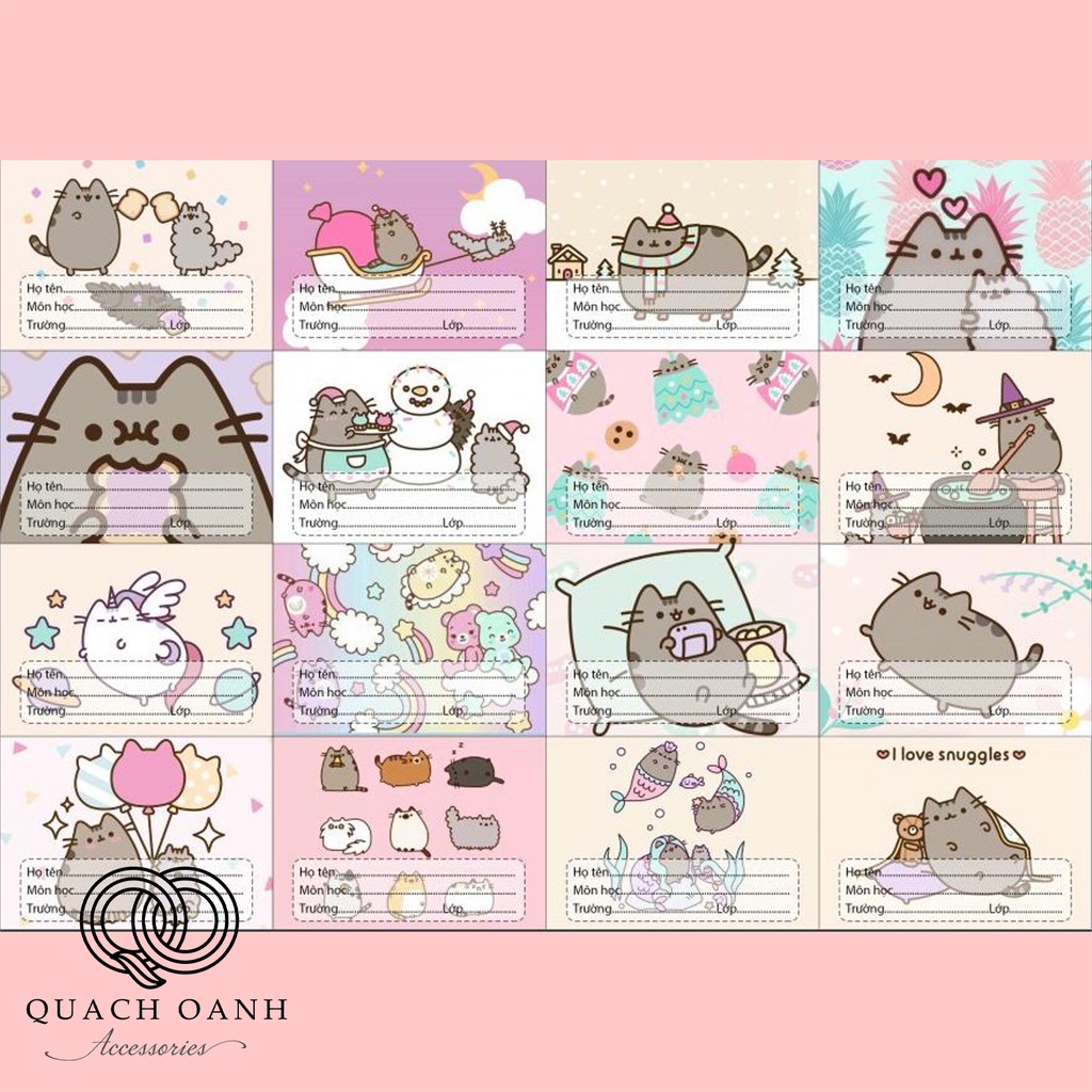 Nhãn vở hình chú mèo Pusheen - NV4