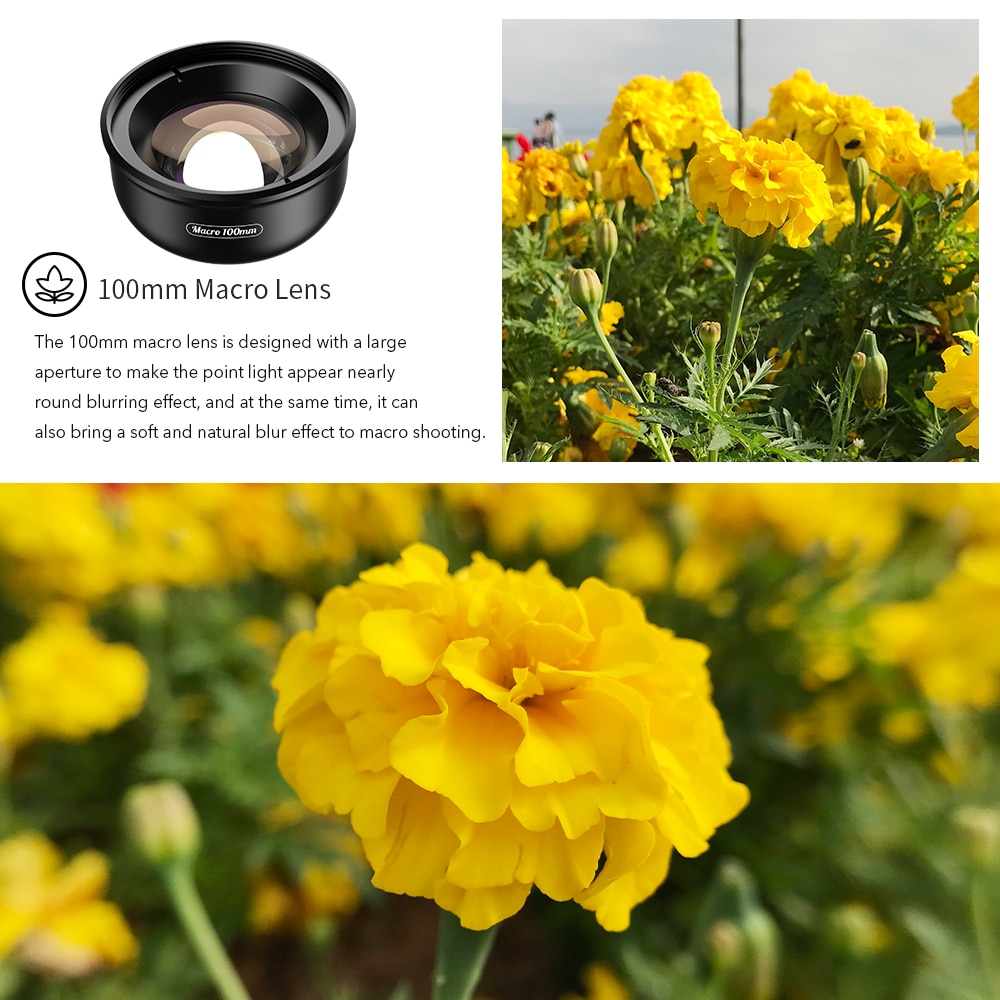 Lens Apexel 4k Hd 100mm Lens + Cpl + Star Cho Iphonex Xs Max 11amsung S10