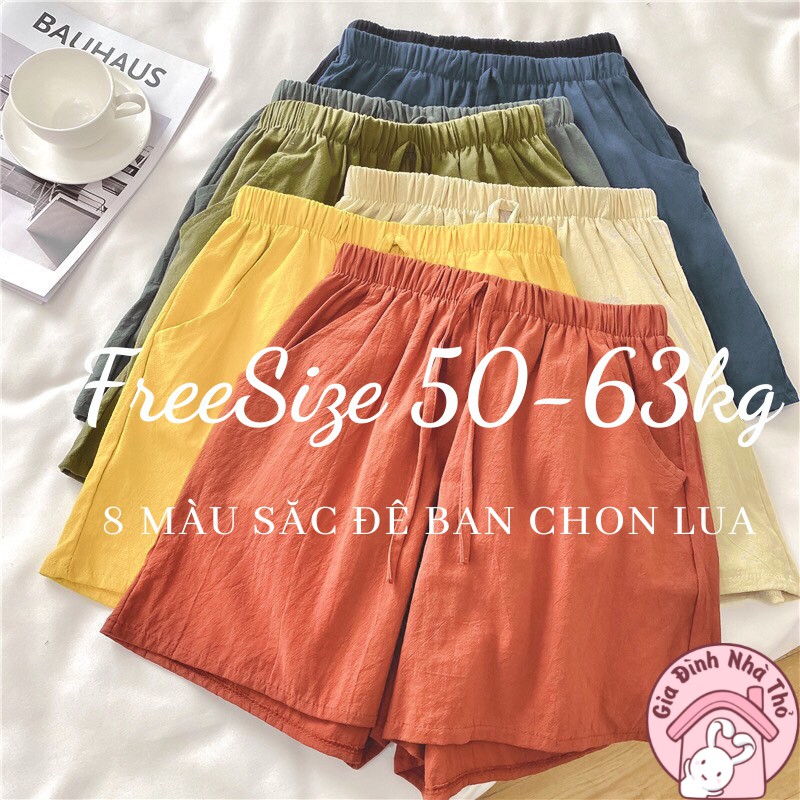 (50-63kg) Quần đùi đũi cho nữ với 8 màu sắc freesize