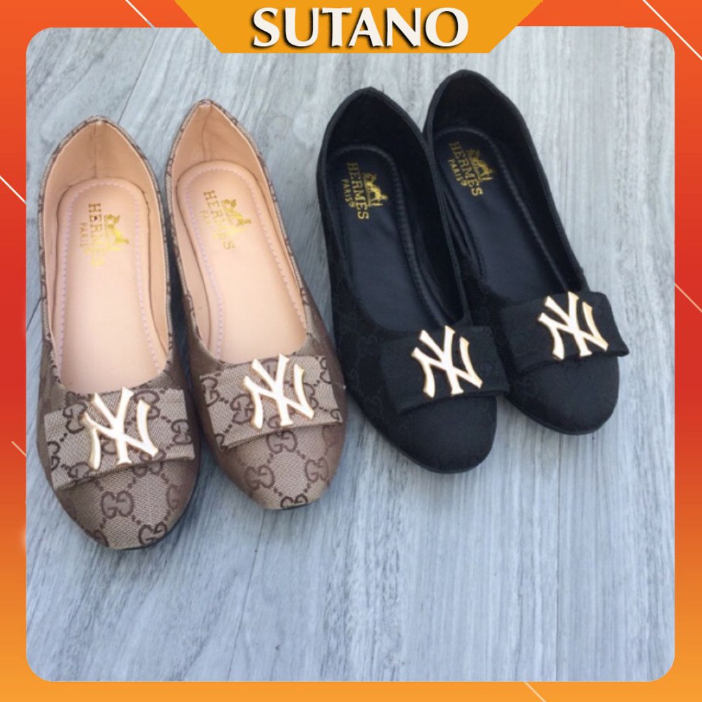 [Sale 50%] Giày bệt gắn chữ NY hot trend 2019 2 màu nâu và đen