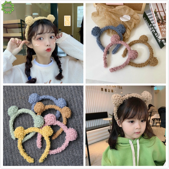 Cài tóc nhung lông phối tai gấu đáng yêu phong cách Hàn Quốc nữ tính