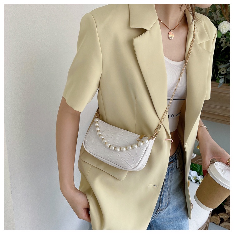 IELGY Túi Đeo Vai Đính Ngọc Trai Giả Phong Cách Phương Tây Thời Trang Cho Nữ