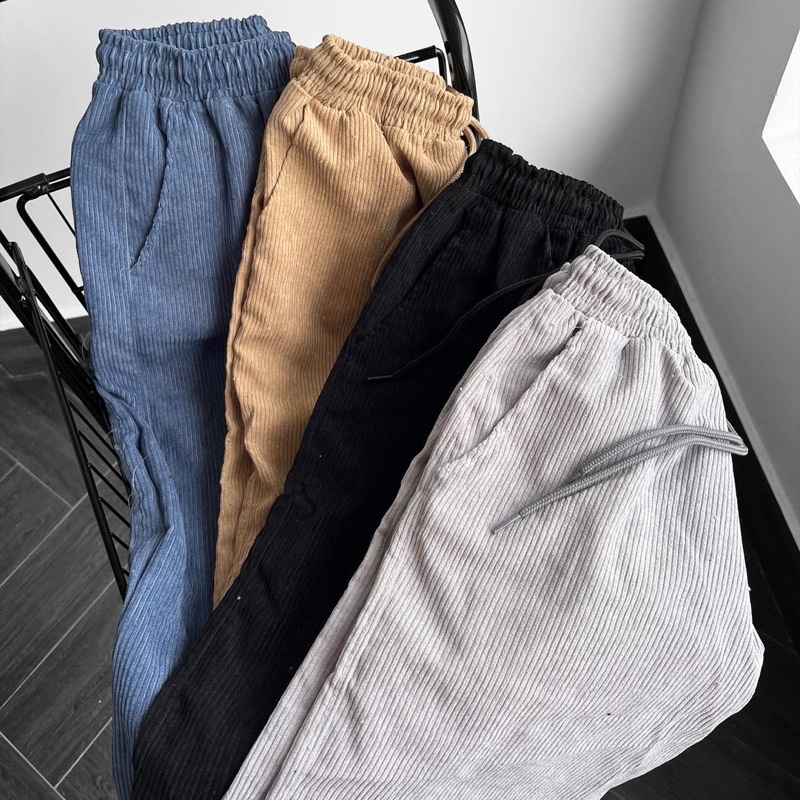 Quần jogger nam nữ,chất Nhung Tăm form rộng