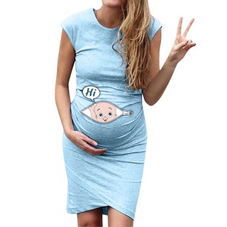 Đầm Bầu Sát Nách In Chữ