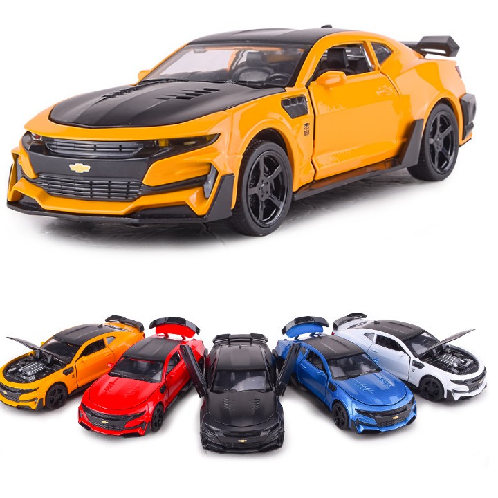 Mô hình xe ô tô Chevrolet camaro tỉ lệ 1:32 đồ chơi trẻ em - Xe bằng kim loại chạy cót có âm thanh và đèn mở các cửa