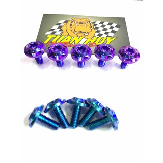 [ MẪU MỚI ] Ốc 6li15 mẫu dù sao titan gr5 gắn được ốp bô các loại xe , dàn áo wave dream , bửng nhựa , mỏ cài