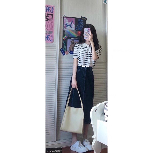 CHÂN VÁY KAKI JEAN DÁNG DÀI