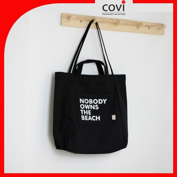 Túi tote vải canvas to phom đứng in chữ NOBODY thời trang COVI nhiều màu sắc T18