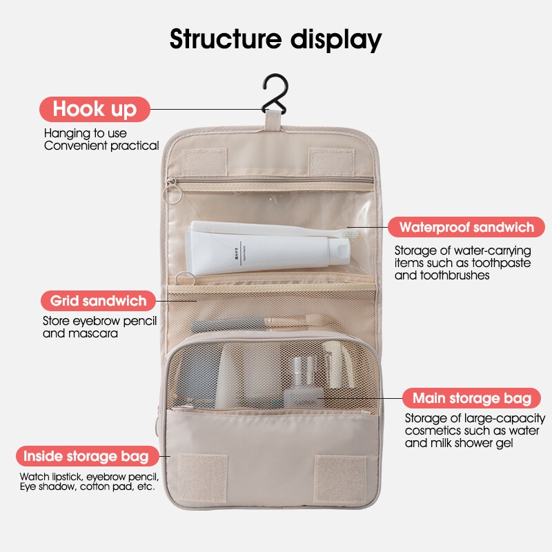 [Hàng mới về] Túi đựng mỹ phẩm trong suốt chống thấm nước sức chứa lớn đa năng
