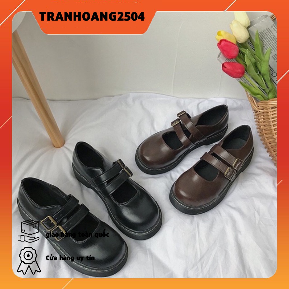 FREESHIP Giày ulzzang 2 quai da hàn quốc mã 004 CÓ ẢNH THẬT CUỐI