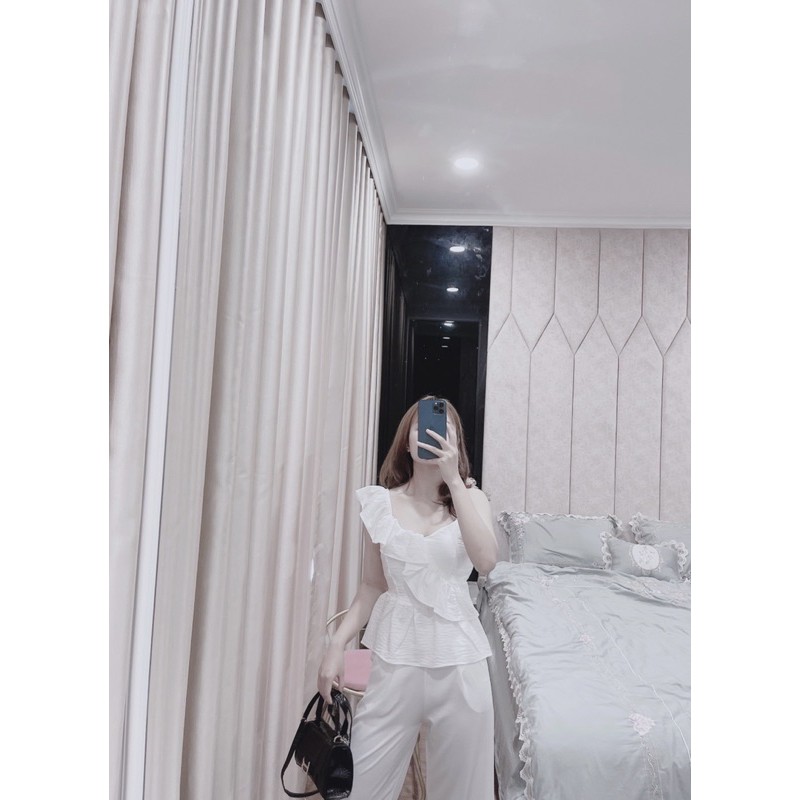 SNU168 - SET NỮ ÁO TRẮNG BÈO VAI DÂY QUẦN ỐNG SỚ | BigBuy360 - bigbuy360.vn