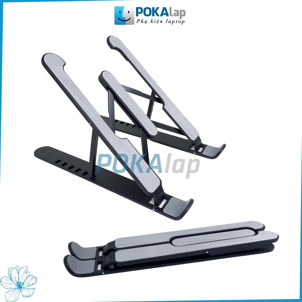 Giá đỡ laptop, máy tính bảng PRO POKA20 - Đế tản nhiệt kê laptop bằng nhựa nhôm, điều chỉnh độ cao, gập được - POKALAP