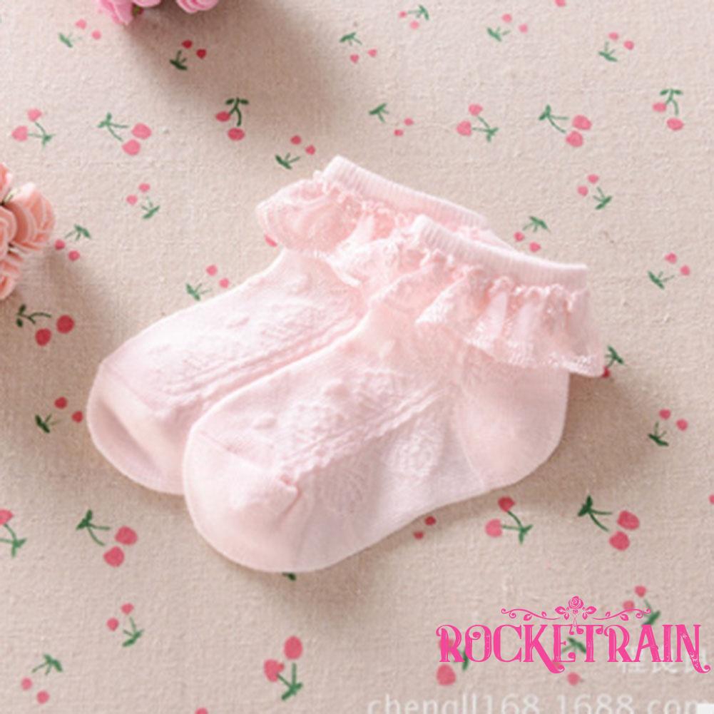 Vớ cotton phối ren đính nơ dễ thương dành cho bé gái