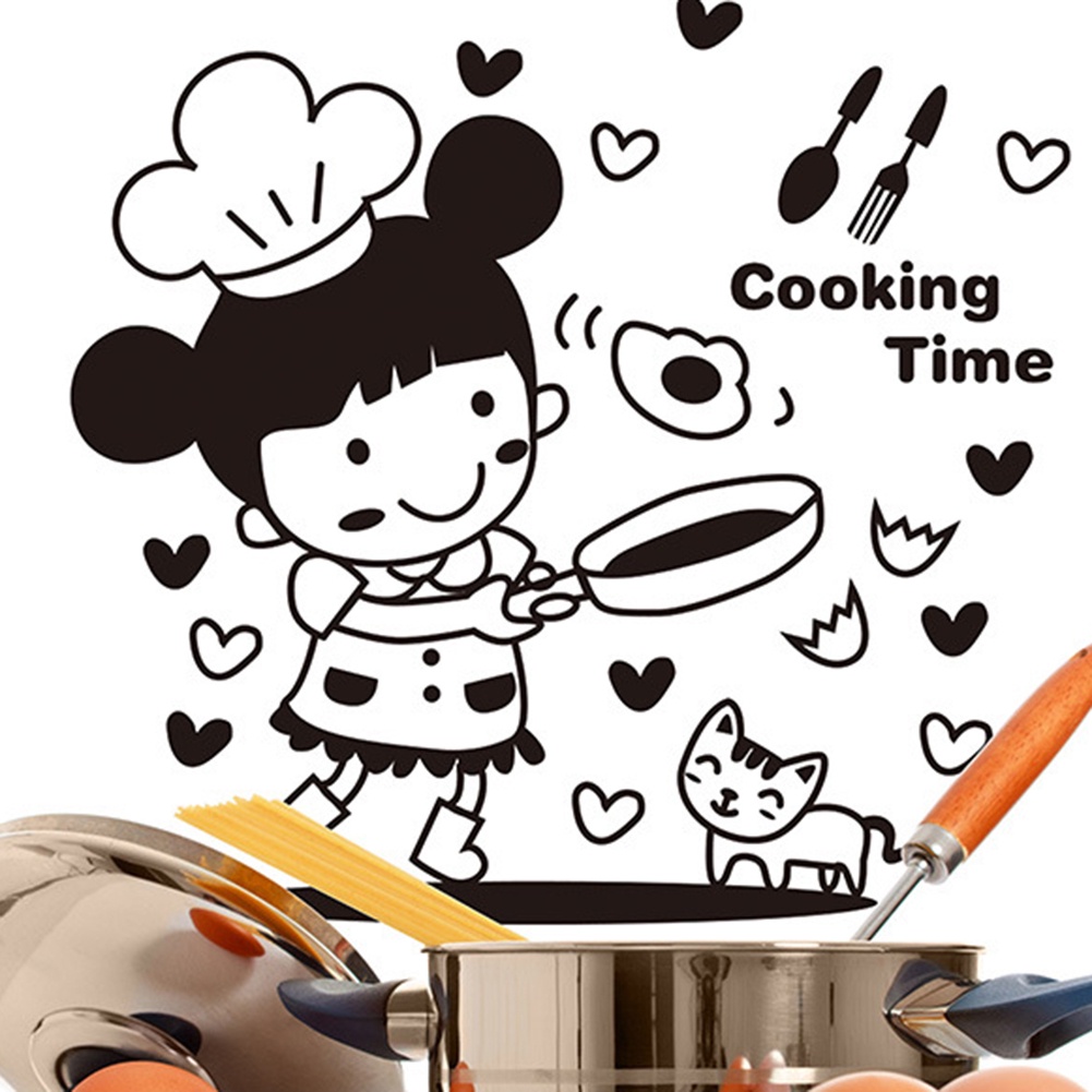 Miếng dán tường/ tủ lạnh họa tiết nấu ăn dễ thương trang trí nhà cửa