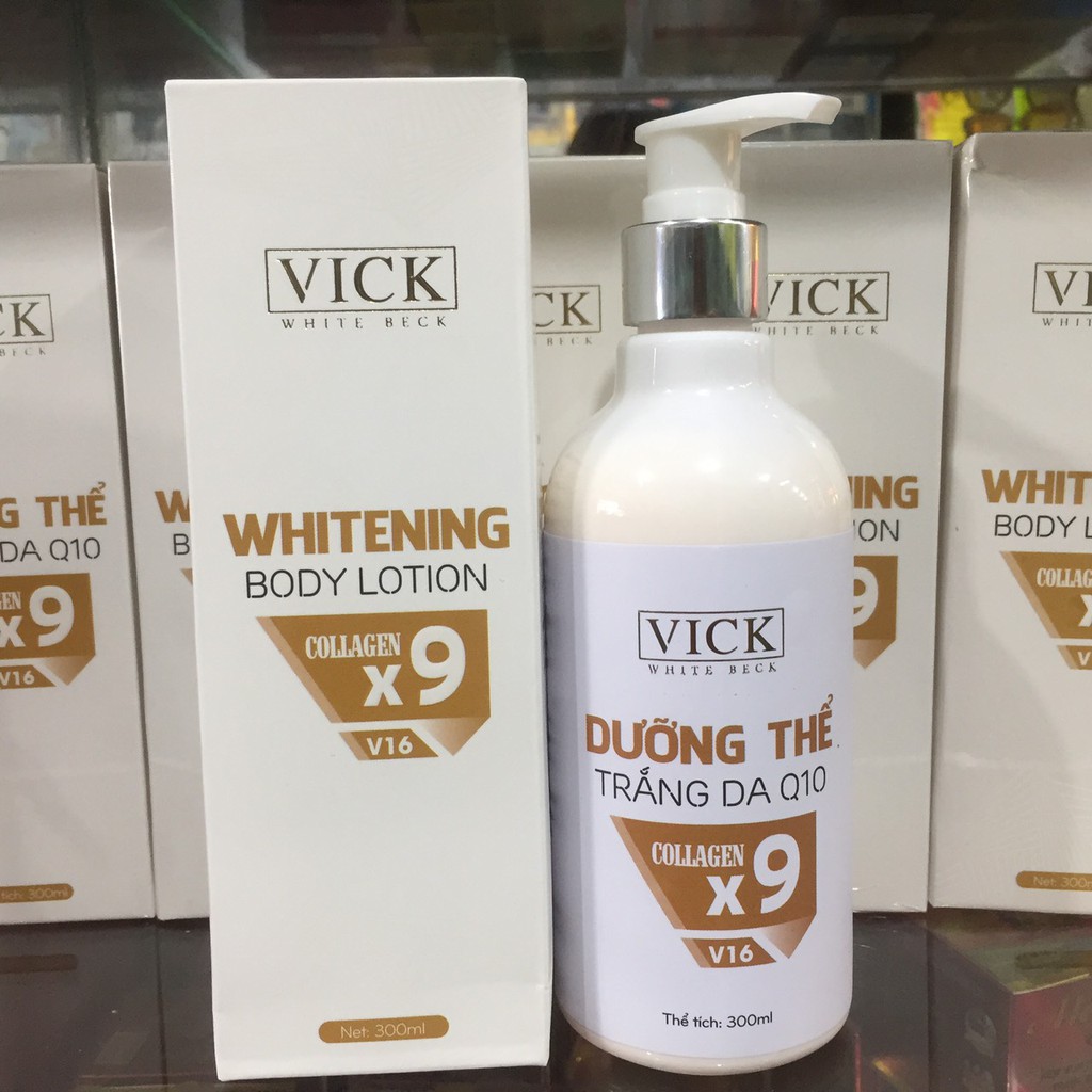VICK Dưỡng thể trắng da Q10 collagen x9 V16