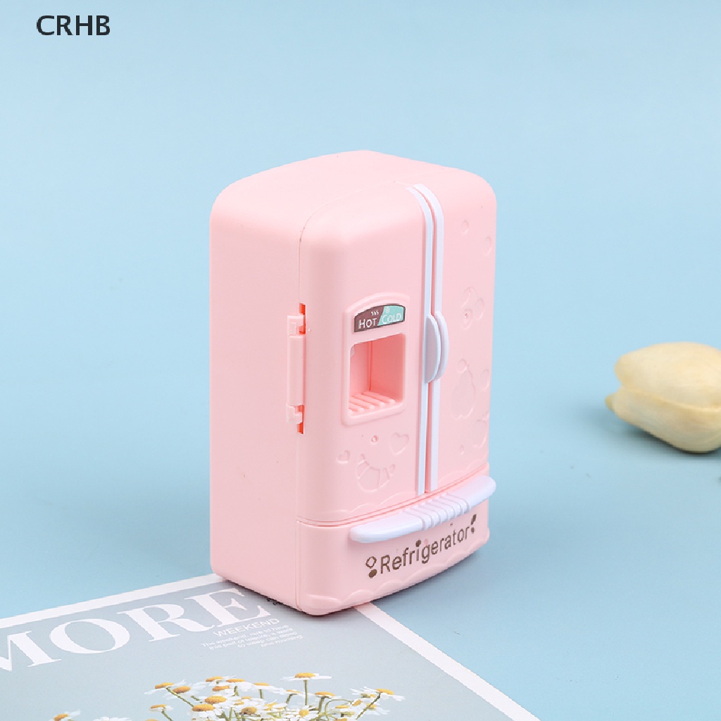 Tủ Lạnh Mini Màu Hồng Xinh Xắn Cho Nhà Búp Bê Tỉ Lệ 1 / 12 Mới