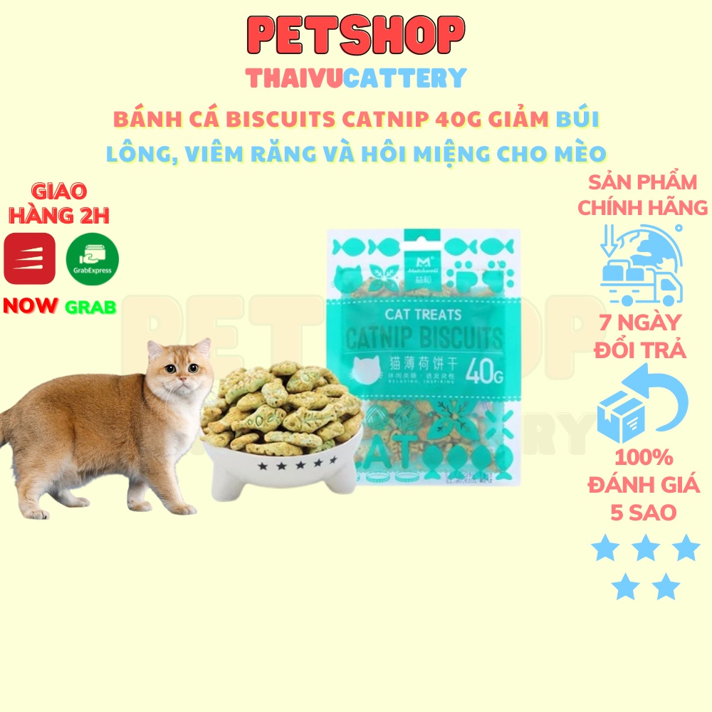 Bánh Cá Biscuits Catnip Giảm Búi Lông Viêm Răng Hôi Miệng Cho Mèo