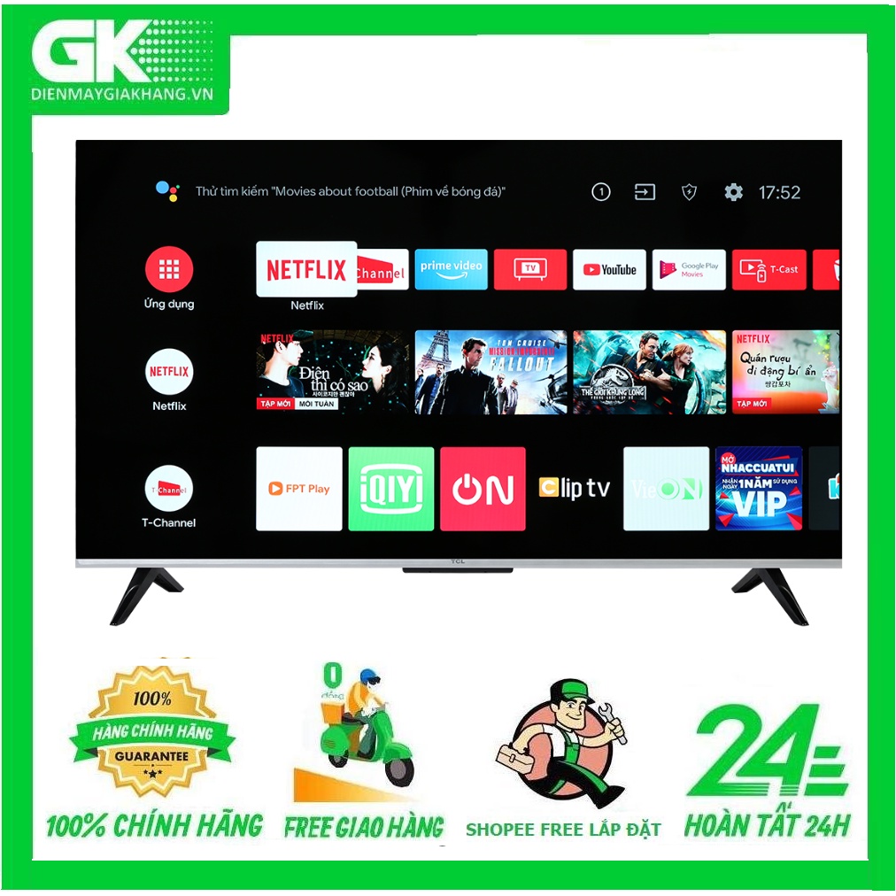 43P737 -- MIỄN PHÍ CÔNG LẮP ĐẶT -- Tivi TCL 4K 43 inch 43P737