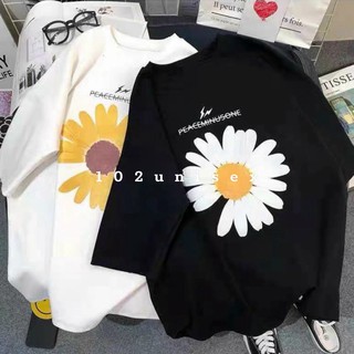 Áo thun tay lỡ nam nữ unisex freesize bông cúc